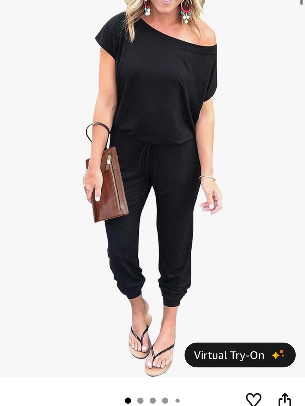 Casual Off-Shoulder Black Jumpsuit